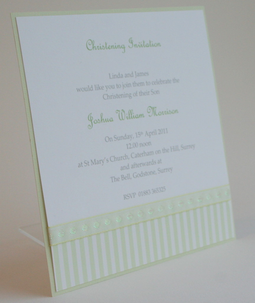 Christening or Naming Day invitation - Candy Stripe
